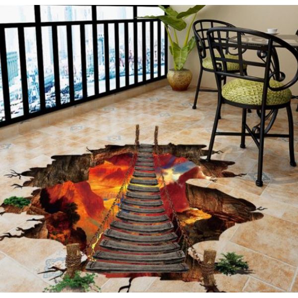 3D Wall sticker Drveni most 2 dimenzije 90x85 cm