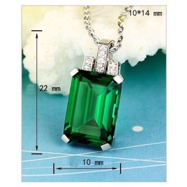 Ženska ogrlica, Green Emerald Stone, 18k pozlata