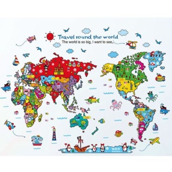 Zidna naljepnica - Travel round the world