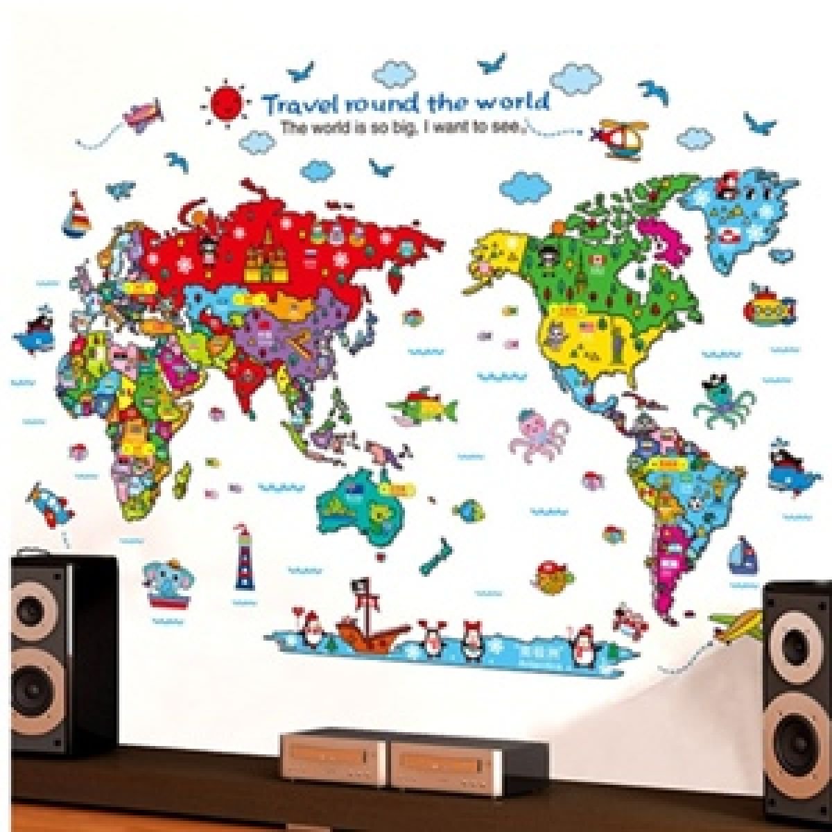 Zidna naljepnica - Travel round the world