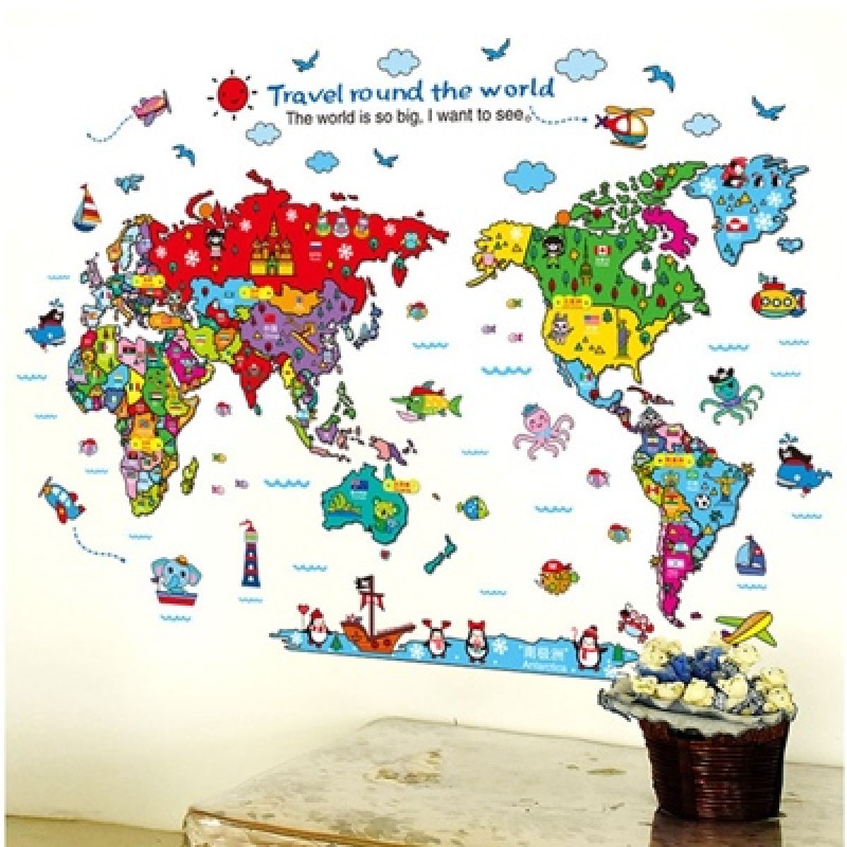 Zidna naljepnica - Travel round the world