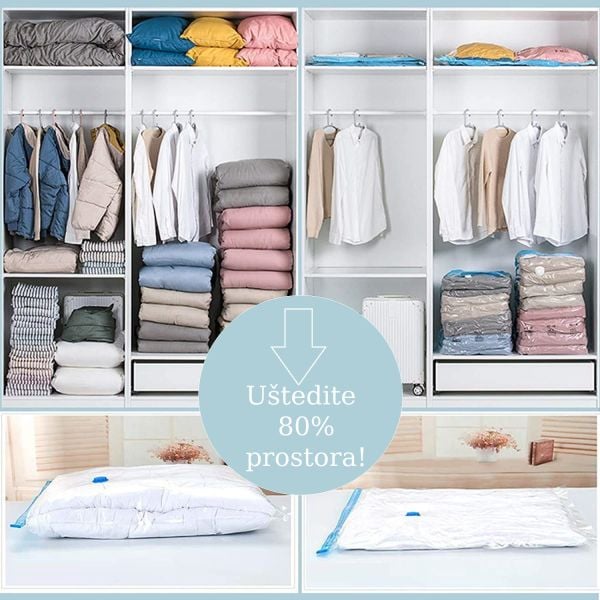 (7-djelni JUMBO paket) Vreće za vakumiranje odjeće i gratis pumpa