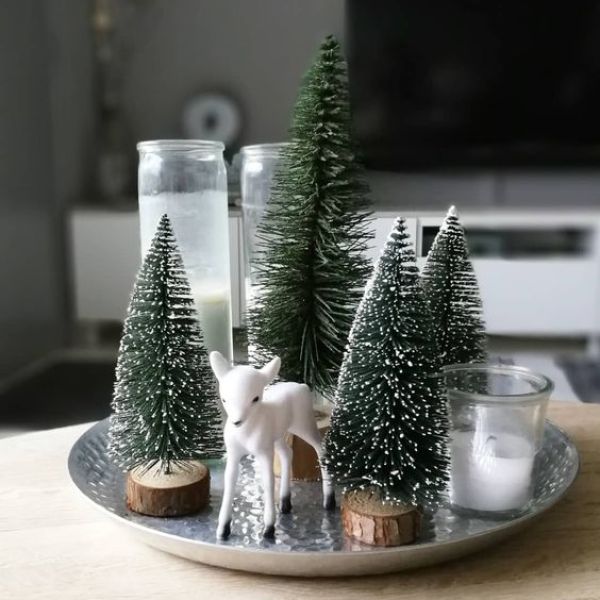 (pak 6kom) Snježni borići dekoracija za stol 15cm