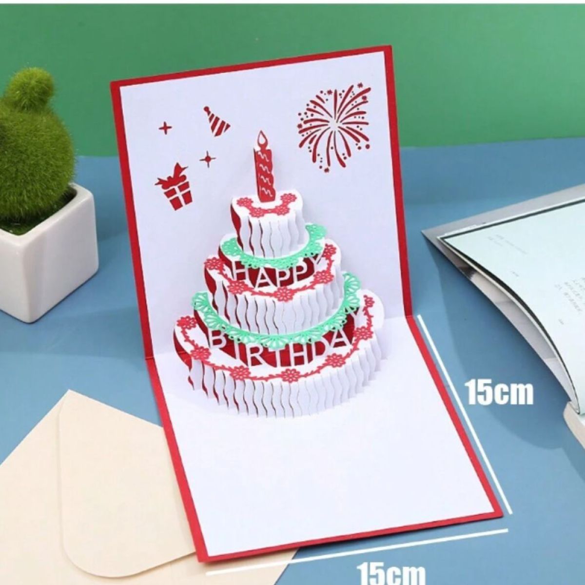 3D čestitka za rojstni dan - s ovojnico