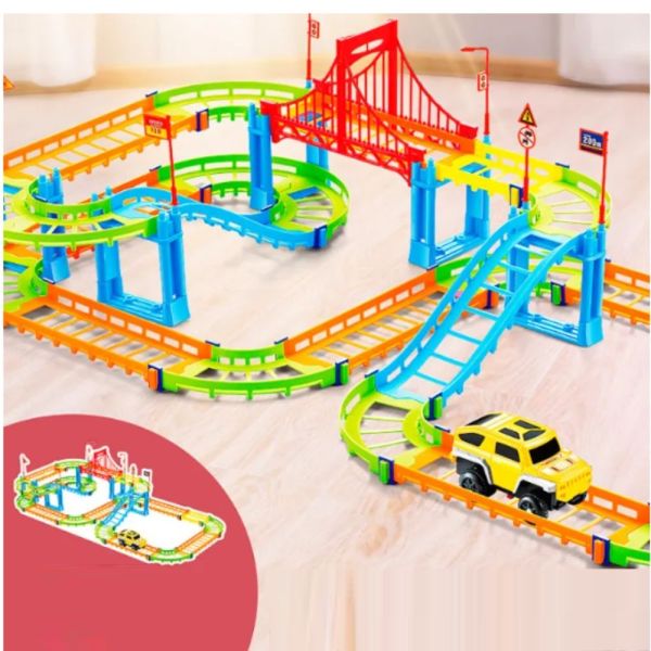 Otroški gradbeni set dirkalne steze in avtomobila - Rollercoaster