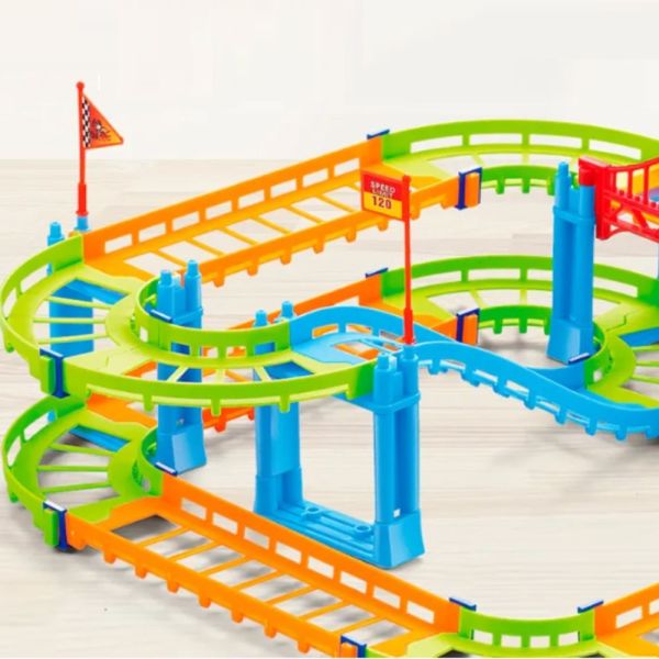 Otroški gradbeni set dirkalne steze in avtomobila - Rollercoaster