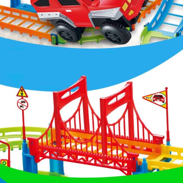 Otroški gradbeni set dirkalne steze in avtomobila - Rollercoaster