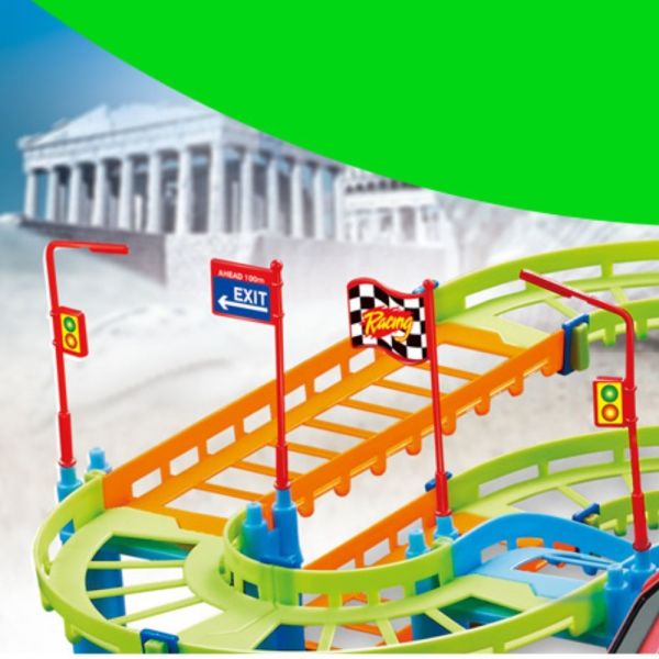 Otroški gradbeni set dirkalne steze in avtomobila - Rollercoaster
