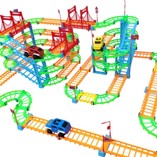Otroški gradbeni set dirkalne steze in avtomobila - Rollercoaster