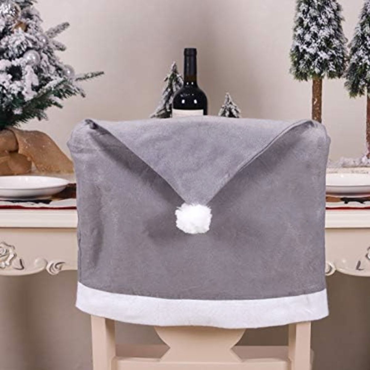 (6 kosov) Prevleke za stole - “Santa's hat” - siva barva