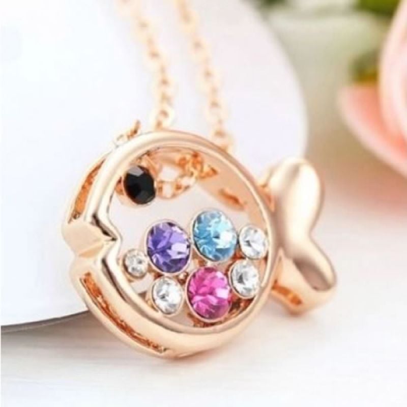 kristalna ogrlica small fish austrian rhinestone