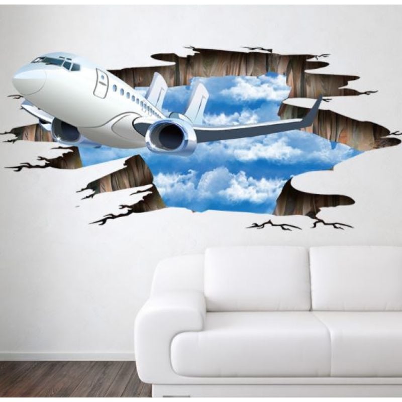 3D wall sticker Putnički avion dimenzije 110x50 cm 