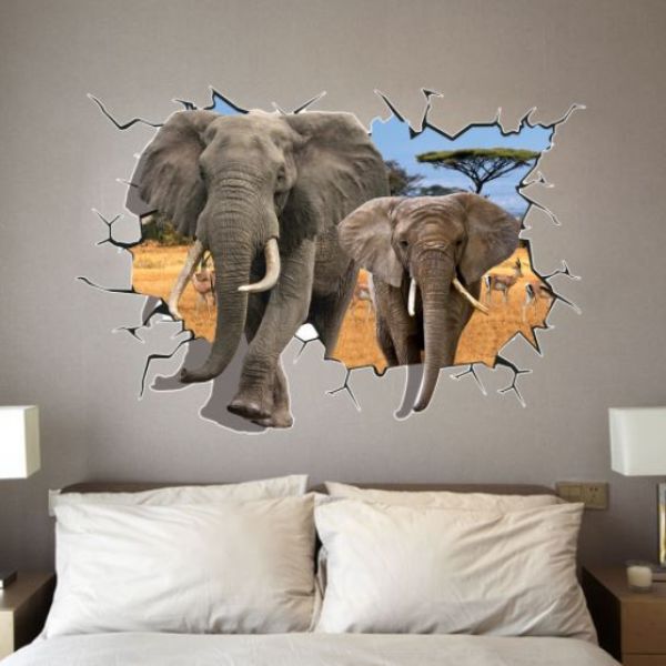 3D zidna naljepnica Elephant dimenzije 100x70 cm