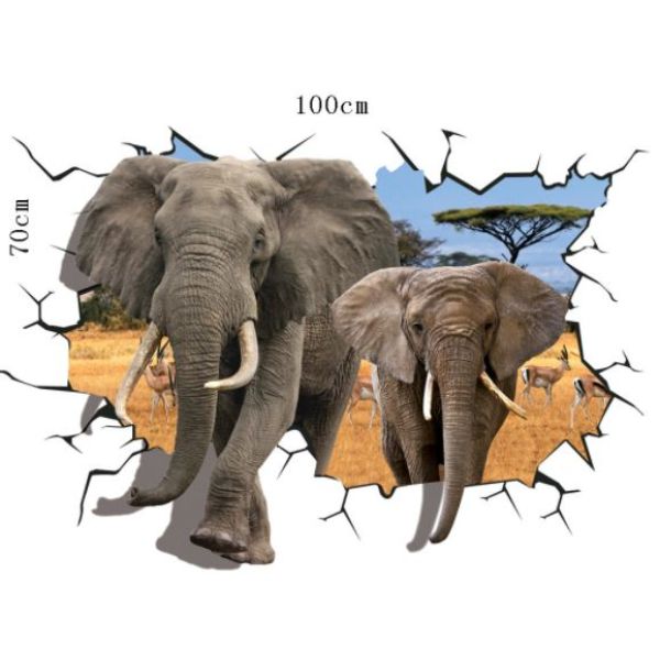 3D zidna naljepnica Elephant dimenzije 100x70 cm