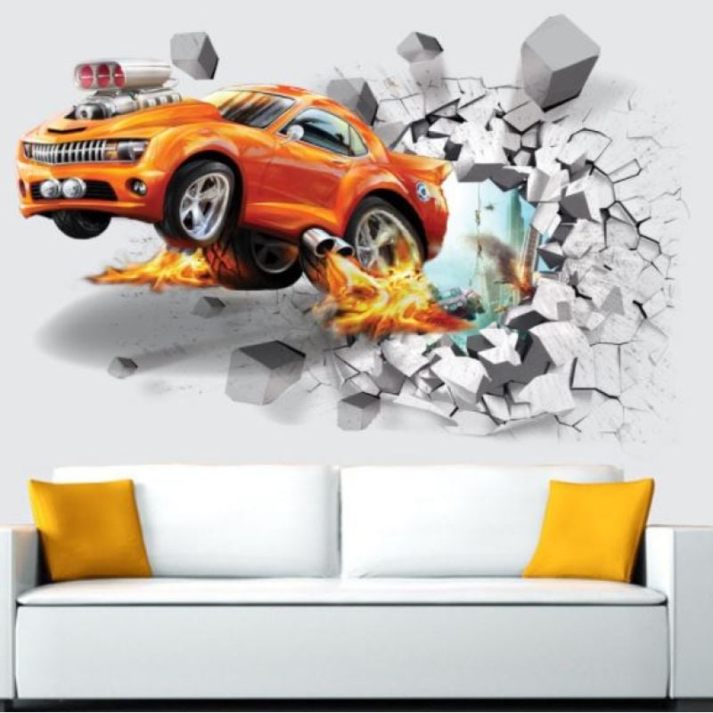 3D wall sticker Turbo Mustang dimenzije 70x50 cm