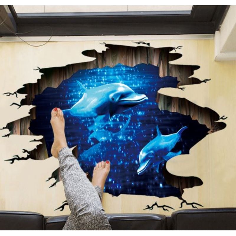 3d wall sticker delfini dimenzije 90x60 cm