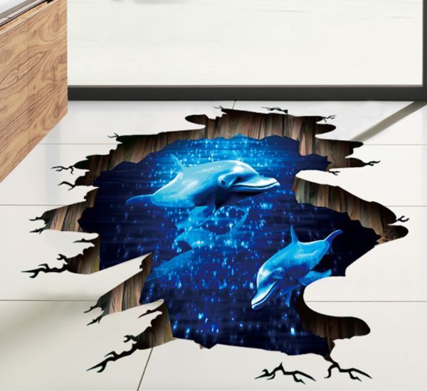 3D Stenska nalepka Delfini dimenzije 90x60 cm