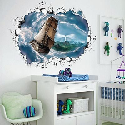 3D wall sticker Cloud Sea Sailing dimenzije 90x60 cm