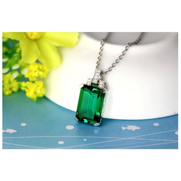 Ženska ogrlica, Green Emerald Stone, 18k pozlata