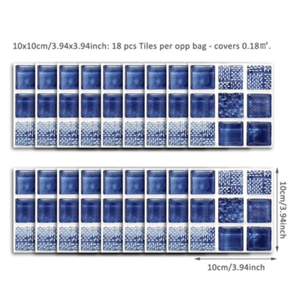 Mozaične stenske nalepke 10x10 cm - paket 18 kosov - 2 modela v ponudbi