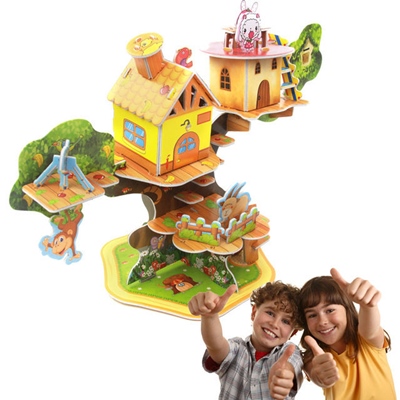 3D otroška sestavljanka - Yellow tree house