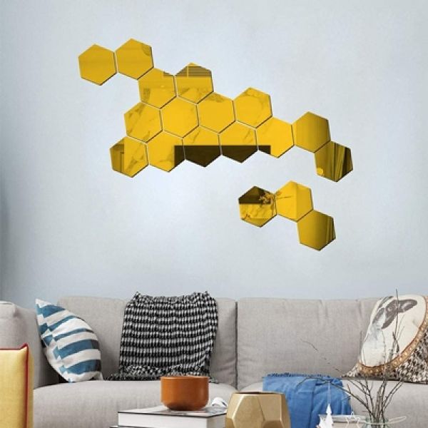 3D Hexagon zrcalne naljepnice - ogledala 12 komada