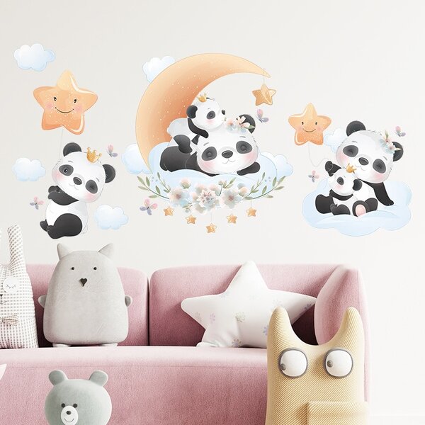 Zidna naljepnica "Panda family"