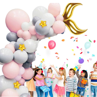 Luk od balona - Mermaid Grey (57 balona u setu i happy birthday natpis)