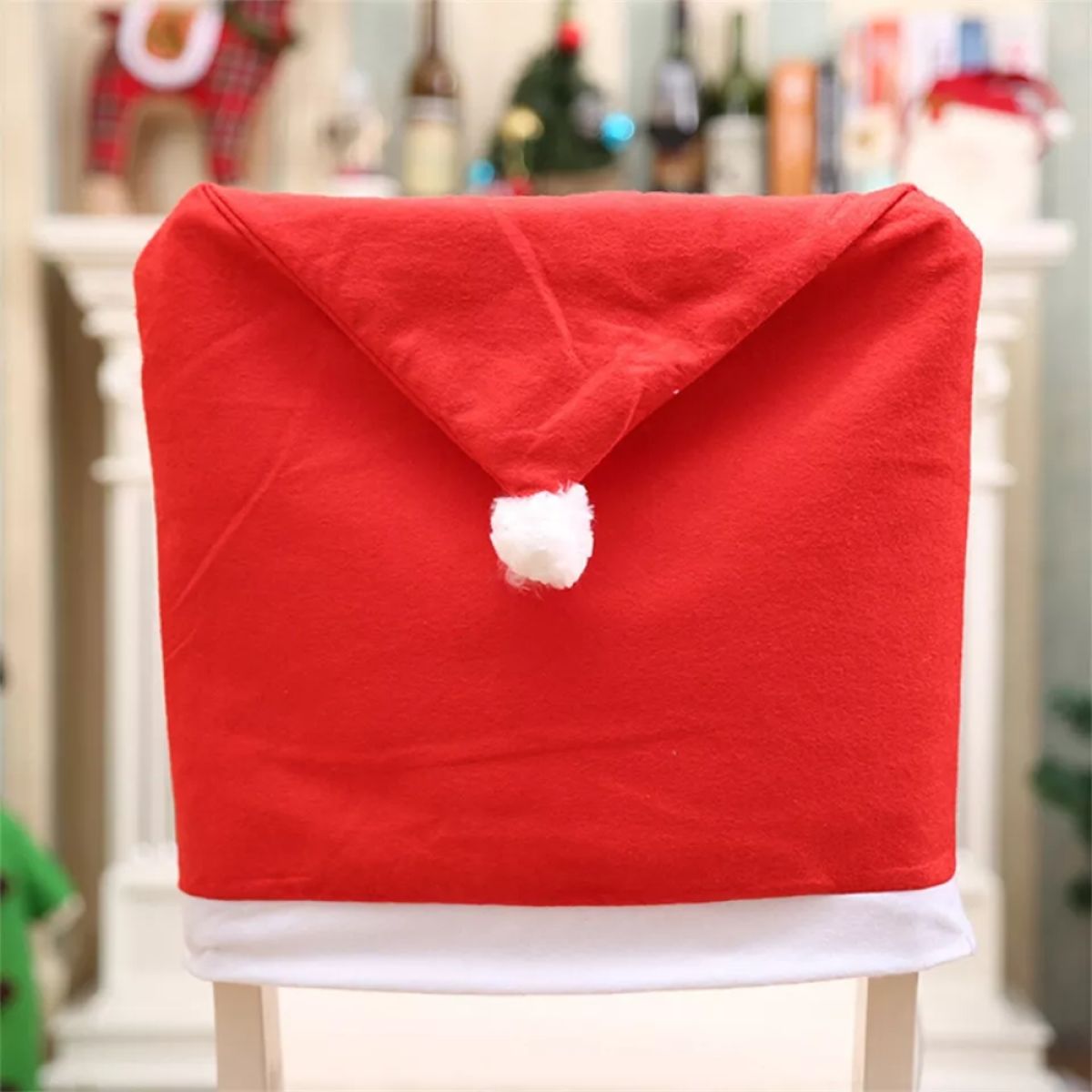 Family Christmas 6 x Prevleka za Naslonjalo za Stol Božičkova Kapa 