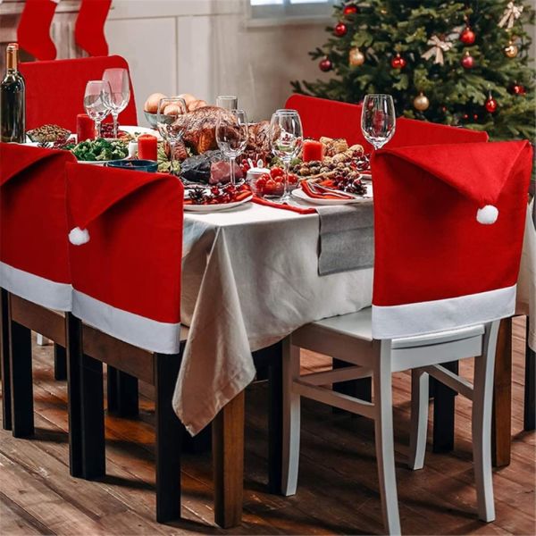 Family Christmas 6 x Prevleka za Naslonjalo za Stol Božičkova Kapa 