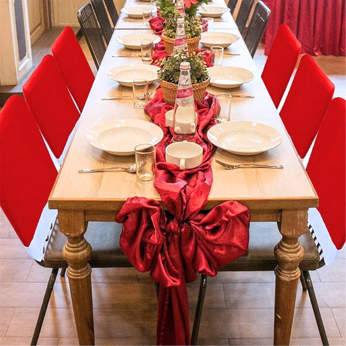 Family Christmas 6 x Prevleka za Naslonjalo za Stol Božičkova Kapa 