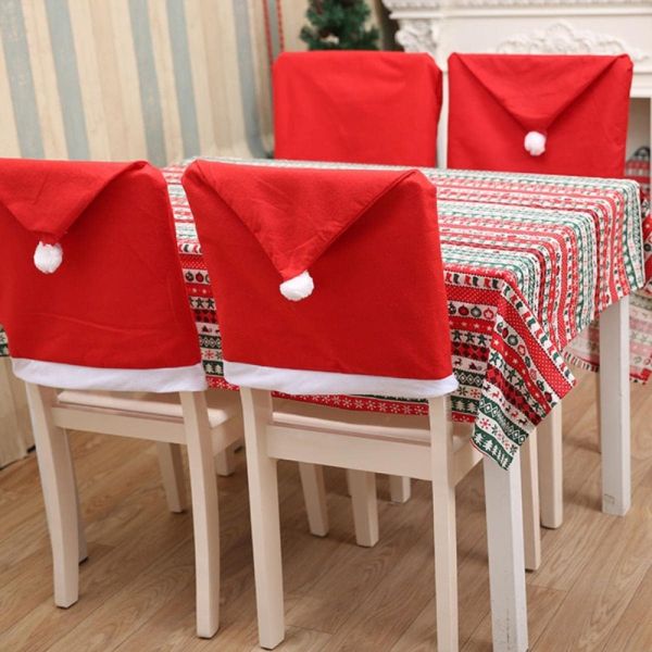 Family Christmas 6 x Prevleka za Naslonjalo za Stol Božičkova Kapa 