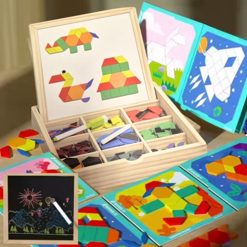 2u1 Ploča s Puzzle Magnetima u Drvenoj Kutija - Kreativni set