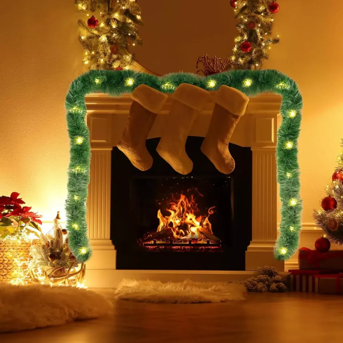 Božićna LED loza 4,5 m – svjetleća dekoracija za dom, vrata i kamin