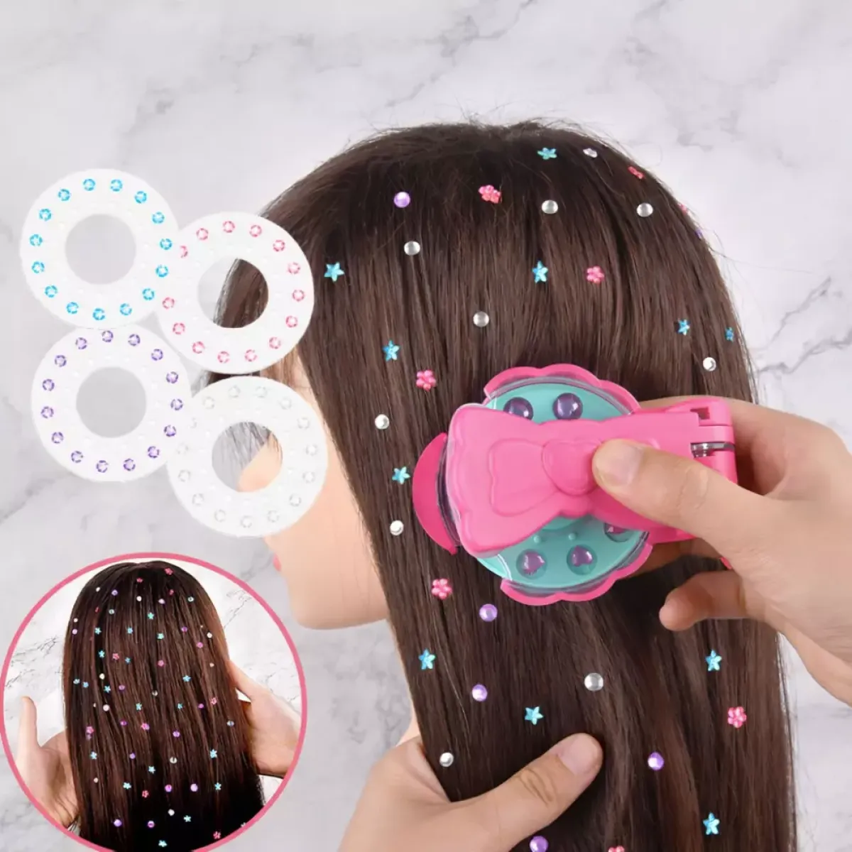 Magična bušilica za kosu s cirkonima – dječji kreativni set za ukrašavanje frizure