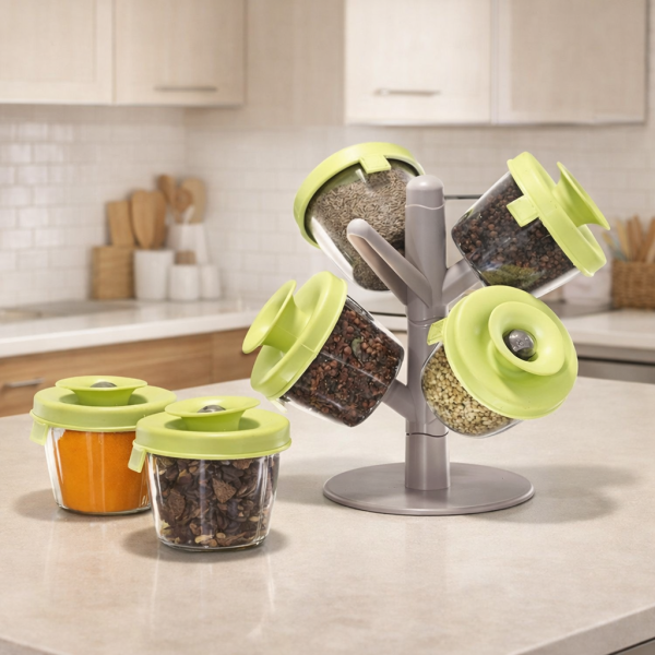 Stalak za začine sa vakumskim poklopcima