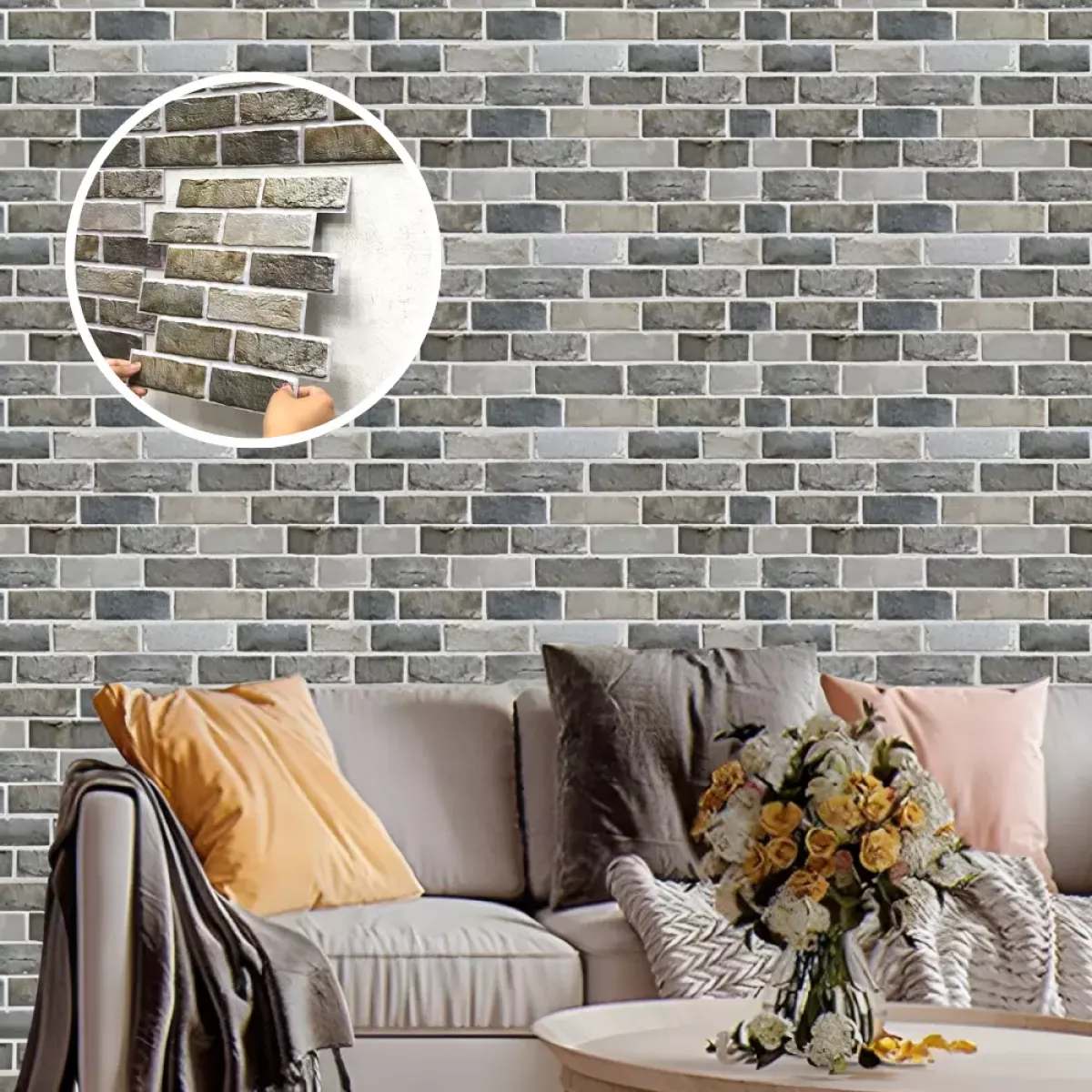 Luksuzne 3D samoljepljive zidne ploče – imitacija sive cigle 