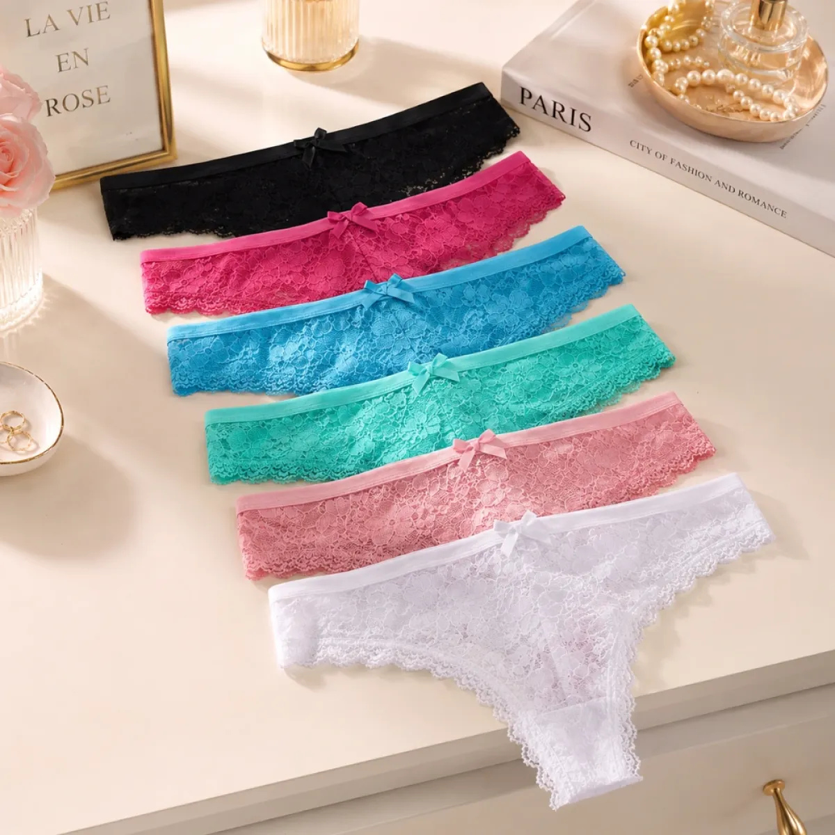 (6 kom) Set čipkastih tanga gaćica - Velvet Lace