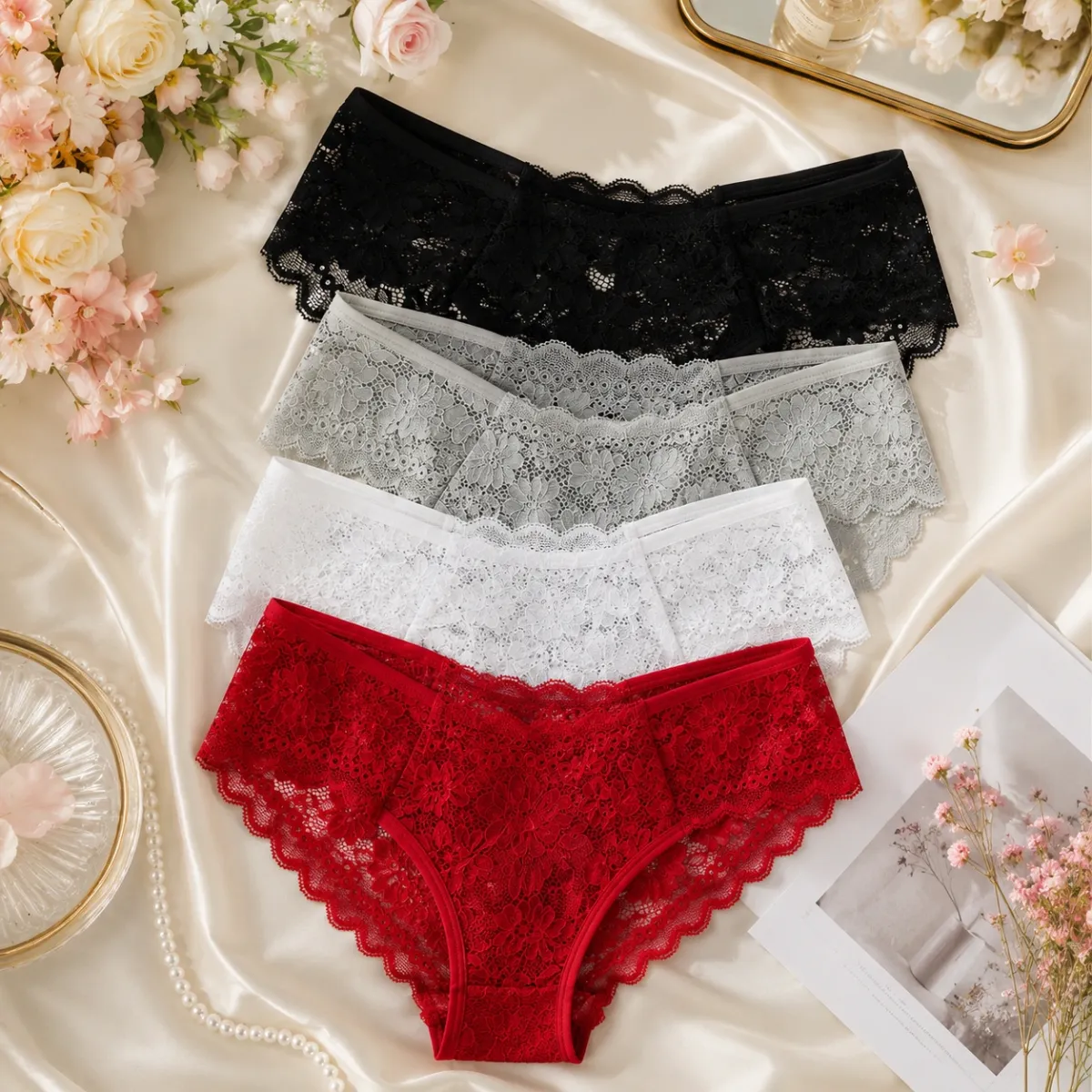 (4 kom) Set čipkastih gaćica - Soft Lace Comfort