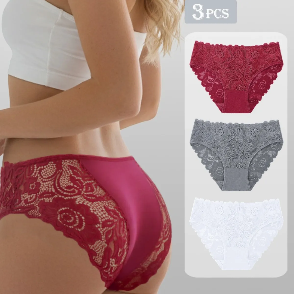 (3 kom) Set čipkastih gaćica - Elegant Comfort