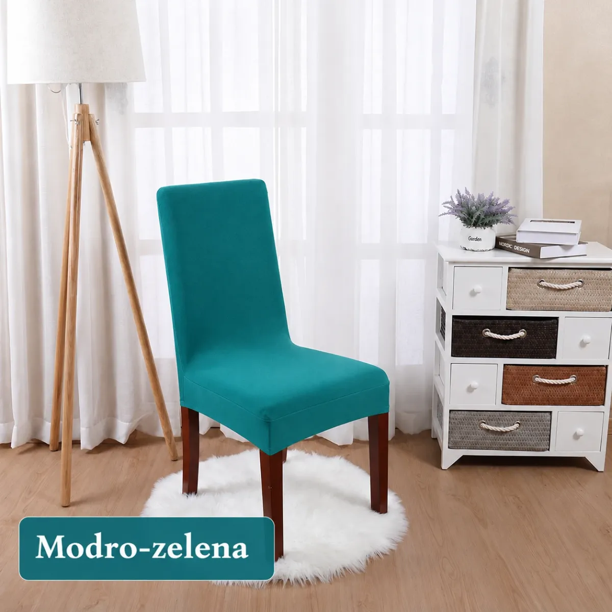 Rastezljiva navlaka za stolicu – modro zelena