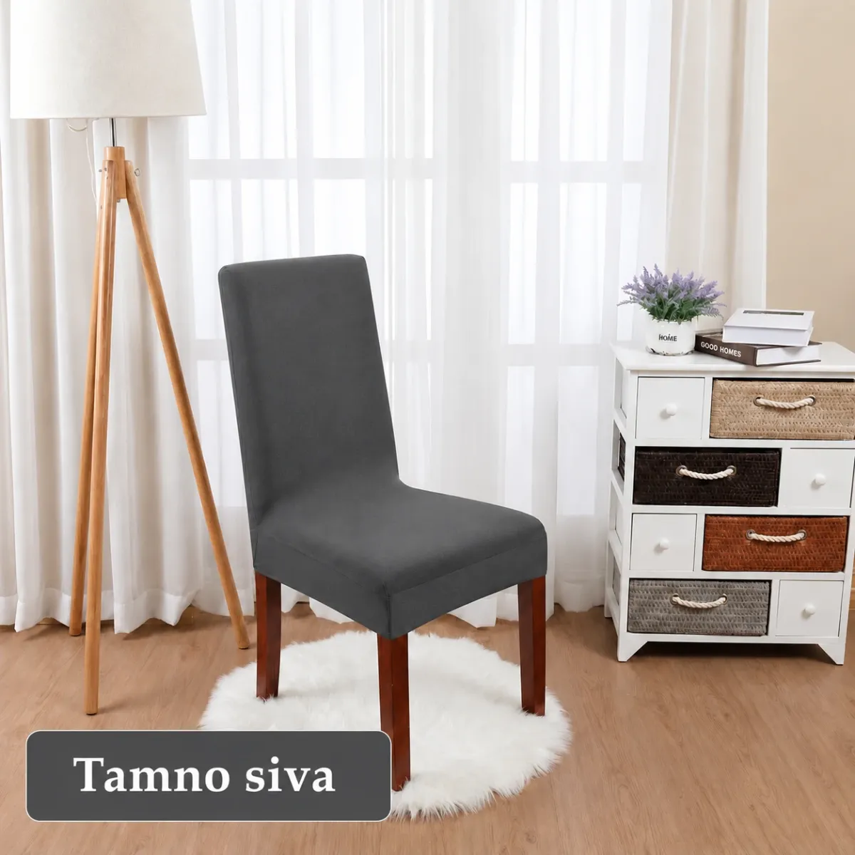 Rastezljiva navlaka za stolicu – svijetlo siva
