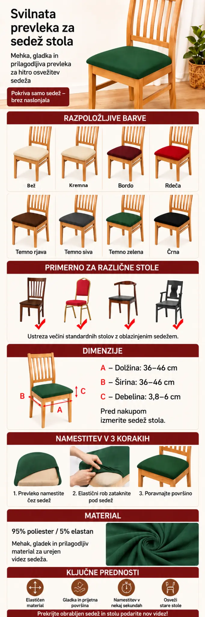 prevleke za sedež stola – Aura